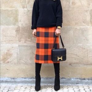 NEW Zara Orange Check Plaid Tube Pencil Skirt - A Viral Blogger Favorite